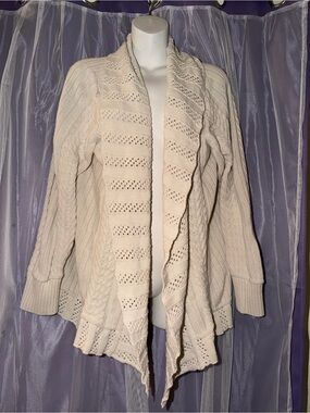 Sonoma Cream Open-Front Cable Knit Cardigan